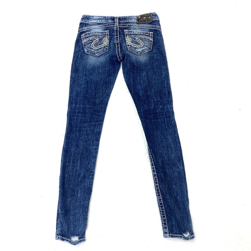 Silver Distressed Skinny Jeans - Picture 8 of 16